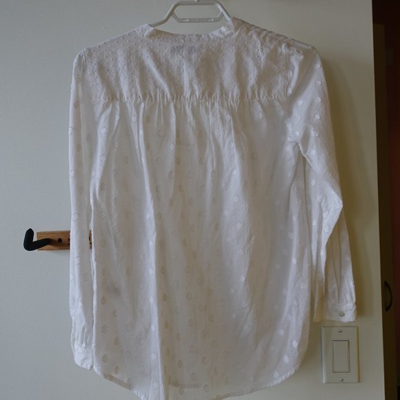 JCrew J. Crew #A5545  Tie Swiss Dot Peasant popover Blouse top white size 0 XS - Picture 8 of 13